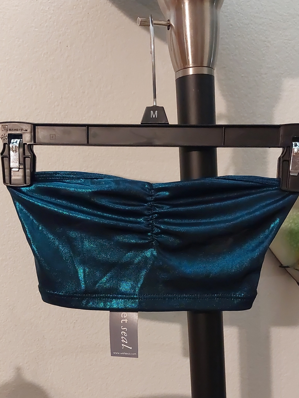 Vintage Y2K Dark Teal Metallic Bandeau